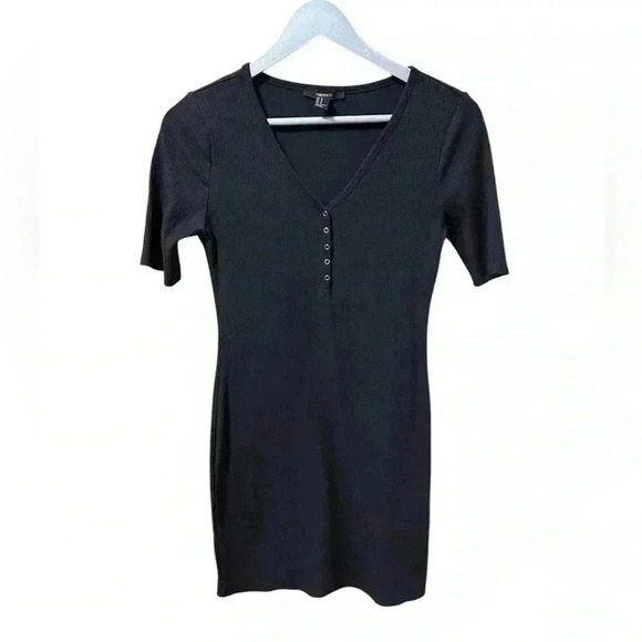 Forever 21 Black Ribbed Mini Dress – Size Medium - Picture 1 of 3